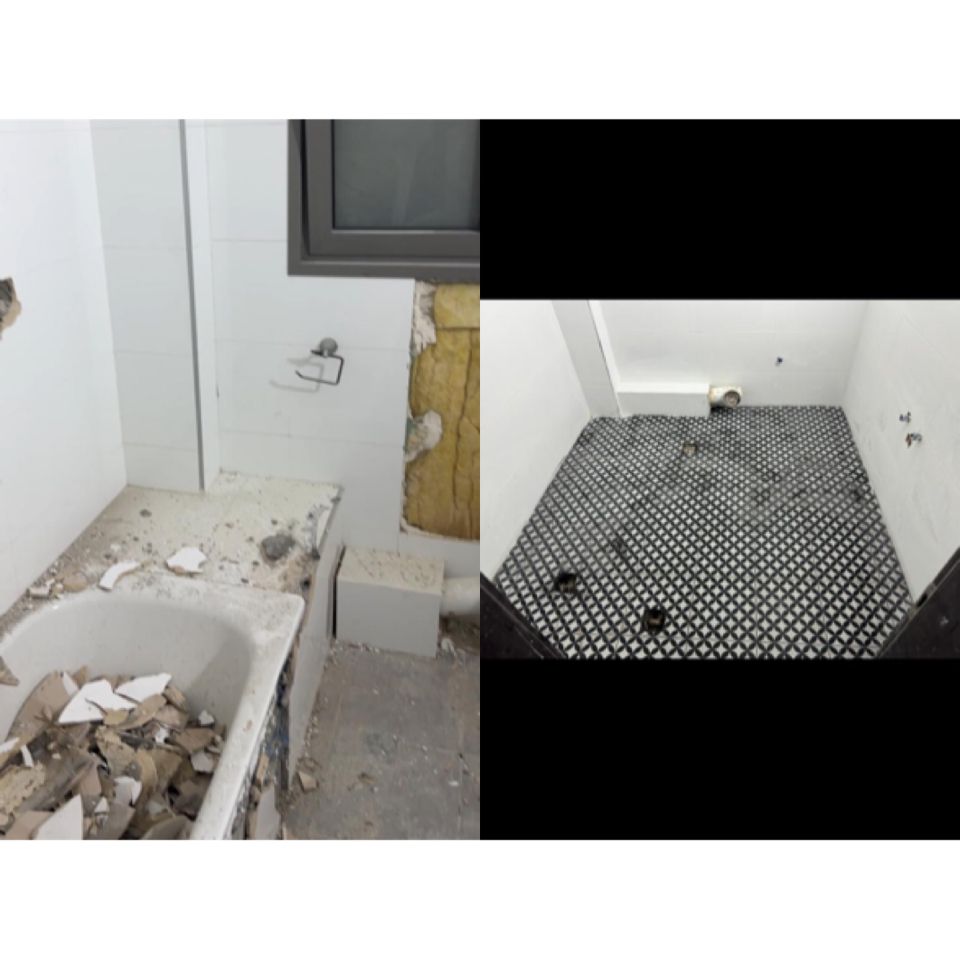 פירוק אמבטיה והכנה לשיפוץ